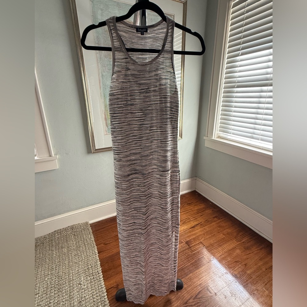 Splendid Black and White Striped Maxi Dress